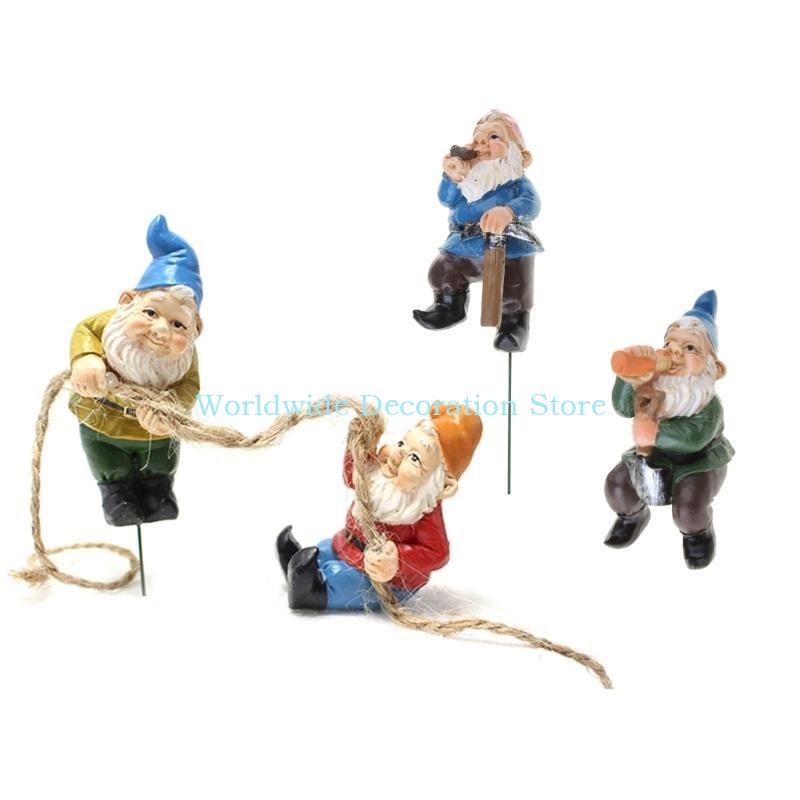 Bonsai Garden With Pond - Q39b 4pcs Cüce Reçine Figürinler Ağaç