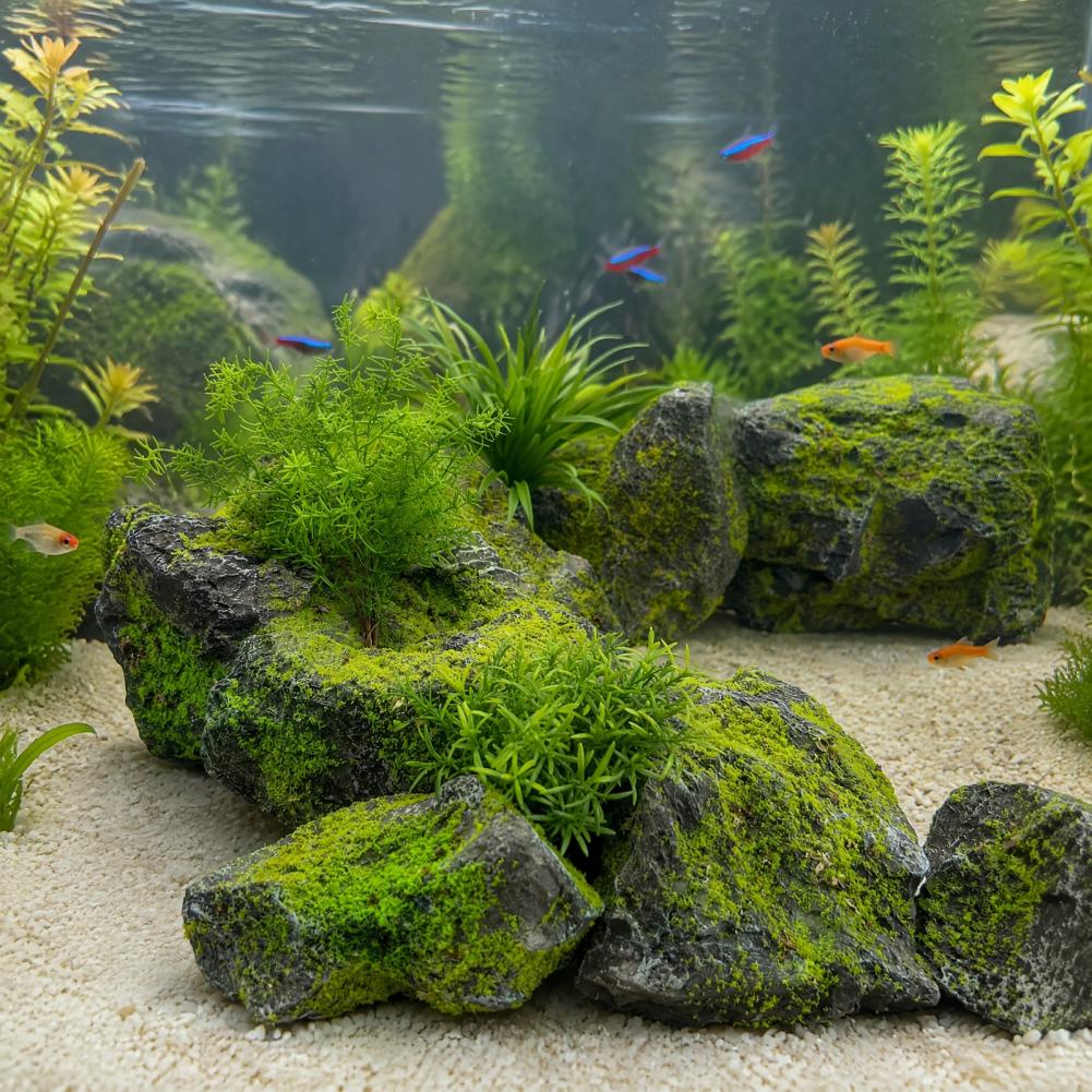 Bonsai Garden With Pond - Peyzaj için Yapay Yosunlu Kayalar Hafif